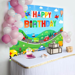 Lofaris Cartoon Transportation Car Birthday Backdrop for Boy