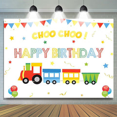 Lofaris Choo Choo Cartoon Train Birthday Party Backdrop for Boy