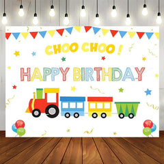 Lofaris Choo Choo Cartoon Train Birthday Party Backdrop for Boy