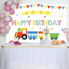 Lofaris Choo Choo Cartoon Train Birthday Party Backdrop for Boy