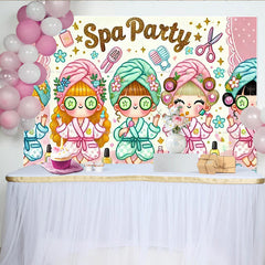 Lofaris Pink Girls Make Up Spa Party Backdrop for Decor