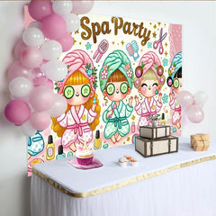 Lofaris Pink Girls Make Up Spa Party Backdrop for Decor