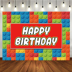 Lofaris Building Block Happy Birthday Party Backdrop