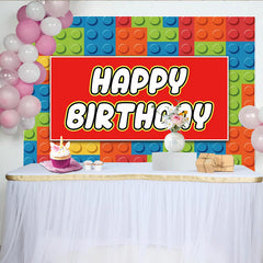 Lofaris Building Block Happy Birthday Party Backdrop