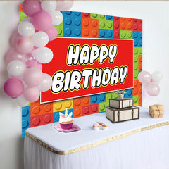 Lofaris Building Block Happy Birthday Party Backdrop