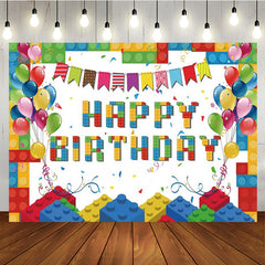 Lofaris Building Blocks Birthday Backdrop for Boys