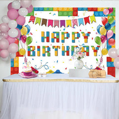 Lofaris Building Blocks Birthday Backdrop for Boys