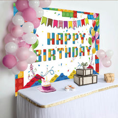 Lofaris Building Blocks Birthday Backdrop for Boys
