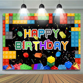 Lofaris Colorful Building Blocks Birthday Party Backdrop for kids