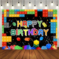 Lofaris Colorful Building Blocks Birthday Party Backdrop for kids