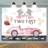 Lofaris Pink Race Car Two Fast Girls Party Birthday Backdrop