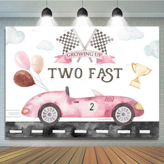 Lofaris Pink Race Car Two Fast Girls Party Birthday Backdrop