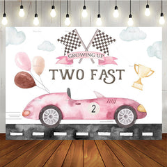 Lofaris Pink Race Car Two Fast Girls Party Birthday Backdrop