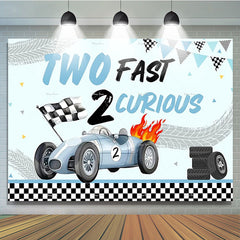 Lofaris Blue Race Car Two Fast Boys Birthday Party Backdrop