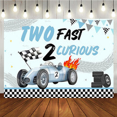 Lofaris Blue Race Car Two Fast Boys Birthday Party Backdrop
