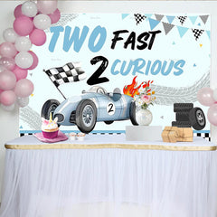 Lofaris Blue Race Car Two Fast Boys Birthday Party Backdrop