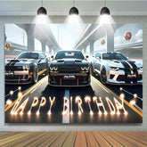 Lofaris Racing Candle Lamp Happy Birthday Party Backdrop for Boys