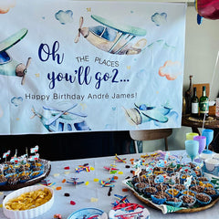 Custom Vinyl Party Backdrop with Personalized Text