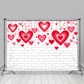 Lofaris Red Hollow Love White Brick Valentines Day Backdrop