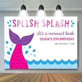 Mermaid Splish Splash Girl Birthday Backdrop
