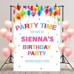 Party Time for Girl Balloon Birthday Backdrop