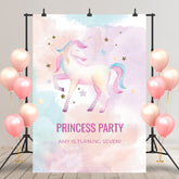 Princess Pink Unicorn Custom Birthday Party Backdrop