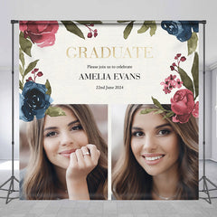 Custom Photo Floral Graduation Congrats Party Backdrop
