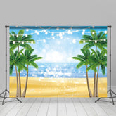 Coconut Trees Shining Seaside Summer Backdrop