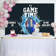Black Blue Rugby Game Time Sport Birthday Backdrop