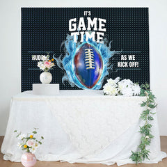 Black Blue Rugby Game Time Sport Birthday Backdrop