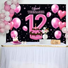 Pink Balloon Cake Official Teenager 12th Backdrop