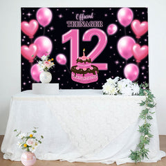 Pink Balloon Cake Official Teenager 12th Backdrop