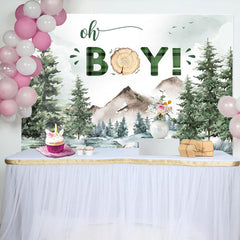 Wild Field Forest Trees Oh Boy Baby Shower Backdrop