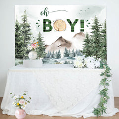 Wild Field Forest Trees Oh Boy Baby Shower Backdrop