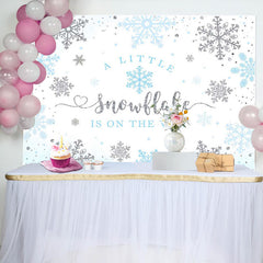 Blue Little Snowflake Winter Baby Shower Backdrop
