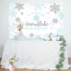 Blue Little Snowflake Winter Baby Shower Backdrop