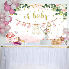 Pink Floral Country House Mushroom Oh Baby Backdrop