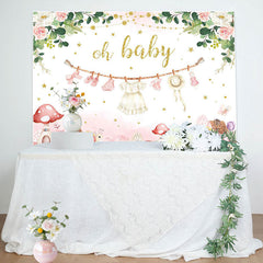 Pink Floral Country House Mushroom Oh Baby Backdrop