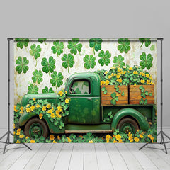 Lofaris Retro Green Clover Truck St Patricks Day Backdrop