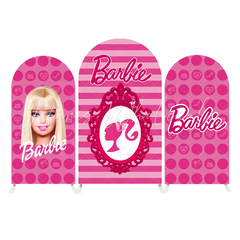 Barbie Theme Happy Birthday Party Background Arch Backdrop Wall Cloth Cover