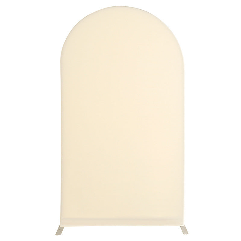 Lofaris Beige Spandex Fit Round Top Backdrop Wedding Arch Cover