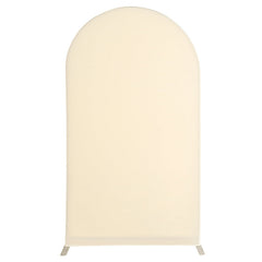 Lofaris Beige Spandex Fit Round Top Backdrop Wedding Arch Cover