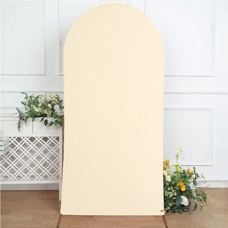 Lofaris Beige Spandex Fit Round Top Backdrop Wedding Arch Cover