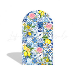 Blue And White Porcelain Lemon Morocco Mediterranean Birthday Baby Shower Bridal Shower Party Arch Backdrop Wall Cloth Cover