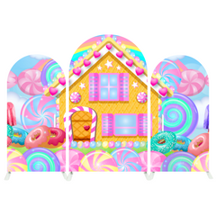 Candy Donut Birthday Baby Shower Party Arch Backdrop Wall Cloth Cover
