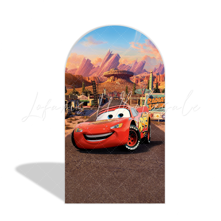 Cars Mcqueen Theme Happy Birthday Party Arch Backdrop Wall Cloth Cover