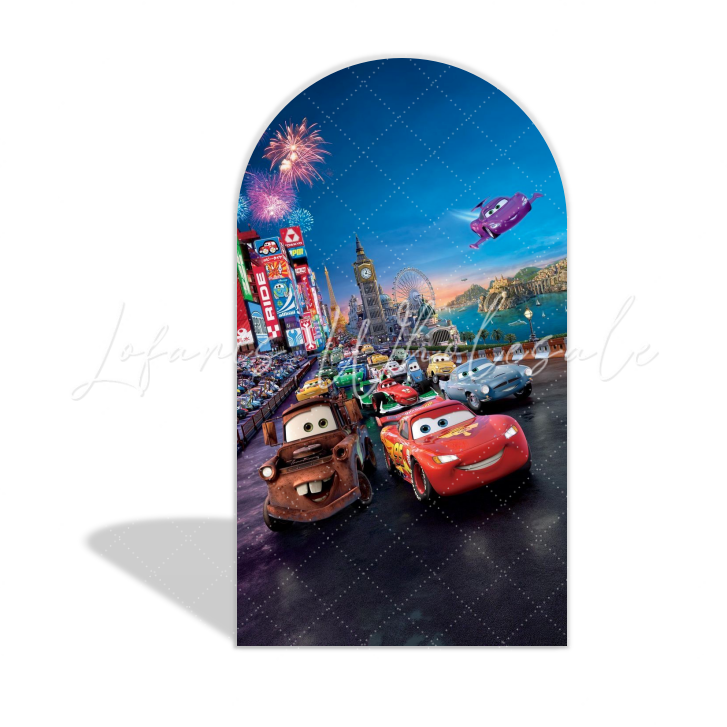 Cars Mcqueen Theme Happy Birthday Party Arch Backdrop Wall Cloth Cover
