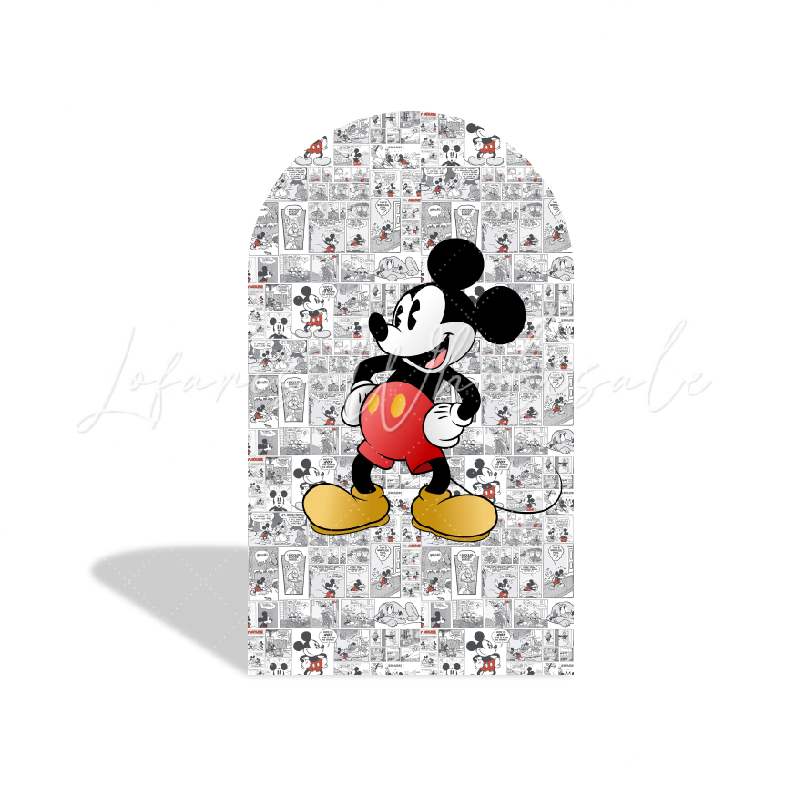 Comic Mickey Cartoon Happy Birthday Party Arch Backdrop Wall Cloth Cover