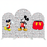 Comic Mickey Cartoon Happy Birthday Party Arch Backdrop Wall Cloth Cover