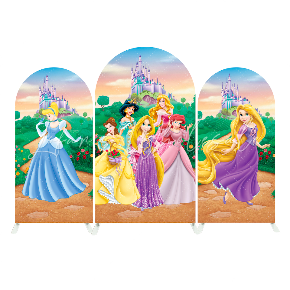 Disney Princess Birthday Party Background Arch Backdrop Wall Cloth Cover
